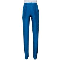 Pre Owned Stella McCartney Blue Silk Tapered Leg Trousers M
