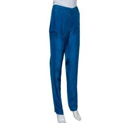 Pre Owned Stella McCartney Blue Silk Tapered Leg Trousers M