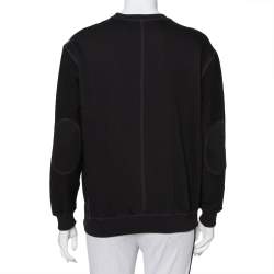 Pre Owned Stella McCartney Black Cotton Knit Paisley Jacquard Patch Detail Sweatshirt S