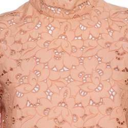 Stella McCartney Pink Eyelet Lace Back Button Detail Top S