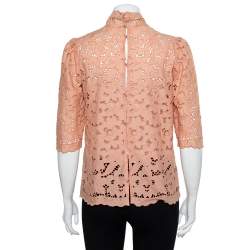 Stella McCartney Pink Eyelet Lace Back Button Detail Top S