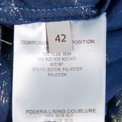 Pre Owned Stella McCartney Blue Floral Lamé Asymmetrical Hem Top M