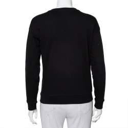 Pre Owned Stella McCartney Black Cotton Crystal Embellished & Applique Detail Crewneck Sweatshirt S