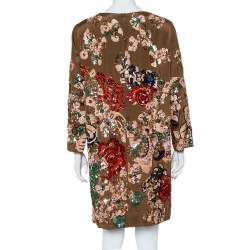 Pre Owned Stella McCartney Brown Sequin Embellished Silk Shift Dress M  