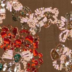 Pre Owned Stella McCartney Brown Sequin Embellished Silk Shift Dress M  