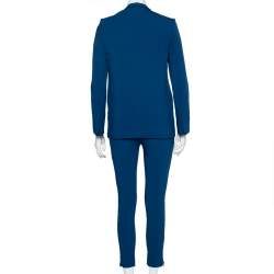 Pre Owned Stella McCartney Blue Crepe Button Front Blazer & Zipper Detail Elastic Waist Trousers S