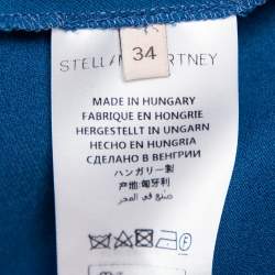 Pre Owned Stella McCartney Blue Crepe Button Front Blazer & Zipper Detail Elastic Waist Trousers S