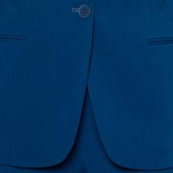 Pre Owned Stella McCartney Blue Crepe Button Front Blazer & Zipper Detail Elastic Waist Trousers S