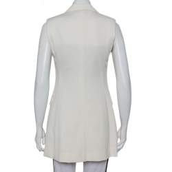 Pre Owned Stella McCartney Cream Wool Sleeveless Button Front Blazer Coat M