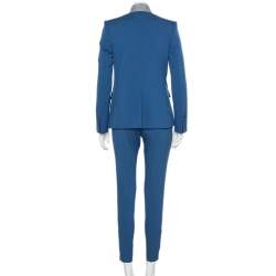 Stella McCartney Blue Wool Contrast Collar Trim Blazer & Tapered Leg Trousers S