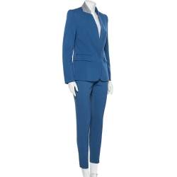 Stella McCartney Blue Wool Contrast Collar Trim Blazer & Tapered Leg Trousers S