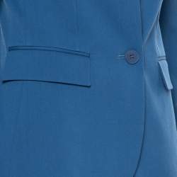 Stella McCartney Blue Wool Contrast Collar Trim Blazer & Tapered Leg Trousers S