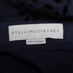 Pre Owned Stella McCartney Navy Blue Embroidered Cotton Penelope Midi Skirt S