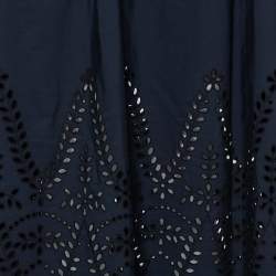 Pre Owned Stella McCartney Navy Blue Embroidered Cotton Penelope Midi Skirt S