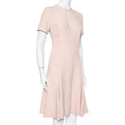 Pre Owned فستان ستيلا ماكرتني سكاتر تفاصيل رقبة ثقب مفتاح كريب وردي فاتح مقاس صغير