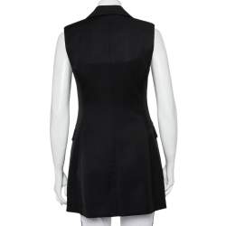 Pre Owned Stella McCartney Black Wool Sleeveless Long Blazer Jacket S