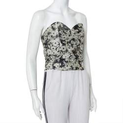 Pre Owned توب باستييه ستيلا مكارتني جاكار مونوكرومي مقاس متوسط - ميديوم