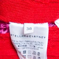 Pre Owned Stella McCartney Red Wool & Lace Paneled Button Front Cardigan S