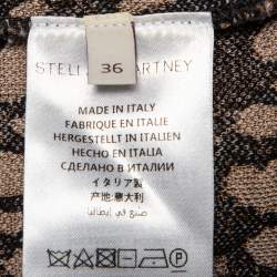 Pre Owned بنطلون ستيلا مكارتني جاكار نقشة الفهد بني قصة بوت قصير مقاس صغير جدًا - إكس سمول