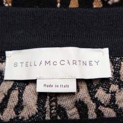 Pre Owned بنطلون ستيلا مكارتني جاكار نقشة الفهد بني قصة بوت قصير مقاس صغير جدًا - إكس سمول