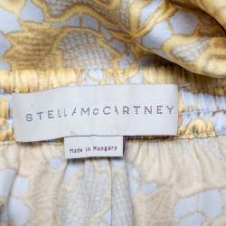 Pre Owned Stella McCartney Yellow Floral Printed Silk Tapered Pants S