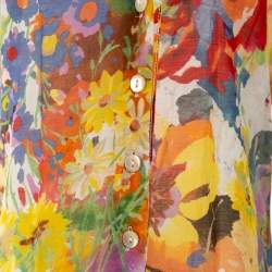 Pre Owned Stella McCartney Multicolor Floral Printed Cotton Ruffled Wide Leg Jumpsuit M