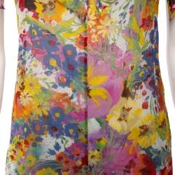 Pre Owned Stella McCartney Multicolor Floral Printed Cotton Ruffled Wide Leg Jumpsuit M