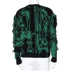 Pre Owned بلوفر ستيلا مكارتني تريكو جاكار أخضر وأسود رقبة مستديرة مقاس صغير - سمول