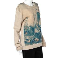 Pre Owned Stella McCartney Light Pink Unicorn Printed Cotton & Wool Sweatshirt L
