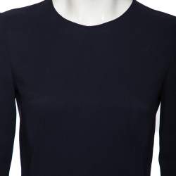 Stella McCartney Navy Blue Cady Long Sleeve Peplum Blouse S