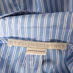 Pre Owned بنطلون بوبلين ستيلا ماكرتني حزام قطن مخطط أزرق مقاس كبير