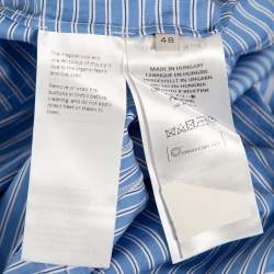 Pre Owned بنطلون بوبلين ستيلا ماكرتني حزام قطن مخطط أزرق مقاس كبير