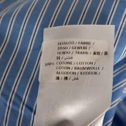 Pre Owned بنطلون بوبلين ستيلا ماكرتني حزام قطن مخطط أزرق مقاس كبير