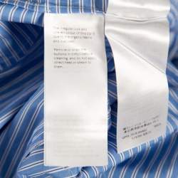 Pre Owned بنطلون بوبلين ستيلا ماكرتني حزام قطن مخطط أزرق مقاس كبير