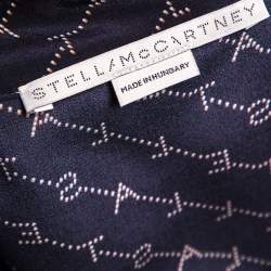 Pre Owned Stella McCartney Navy Blue Printed Silk Asymmetrical Midi Skirt M 