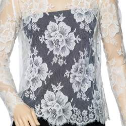 Stella McCartney White Lace Fringed Sheer Top S