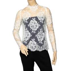 Stella McCartney White Lace Fringed Sheer Top S