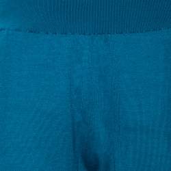 Pre Owned Stella McCartney Bright Blue Wool Cinched Waist & Hem Detail Pants M