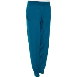 Pre Owned Stella McCartney Bright Blue Wool Cinched Waist & Hem Detail Pants M