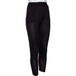 مملوكة مسبقًا Stella McCartney Black Cashmere & Silk Knit Tapered High Rise Pants S