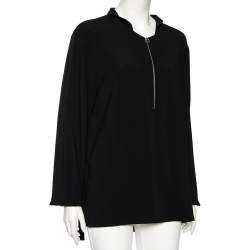 Pre Owned Stella McCartney Black Crepe Zip Detail Long Sleeve Arlesa Blouse L