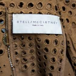 Pre Owned Stella McCartney Brown Eyelet Embroidered Cotton Belted Trench Coat M