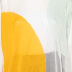 Pre Owned Stella McCartney Multicolor Silk And Cotton Patterned Knit Sheer Detail Top M