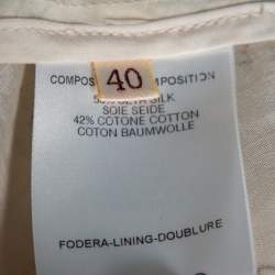 Pre Owned جاكت ستيلا ماكرتني منفوخ خفيف الوزن درابيه قطن مطبوع فويل ذهبي وكريمي مقاس صغير