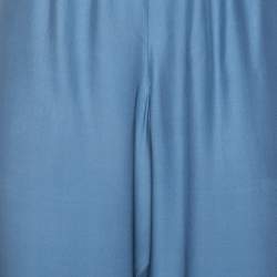 Pre Owned بنطلون ستيلا ماكرتني خصر مطاطي حرير أزرق مقاس متوسط