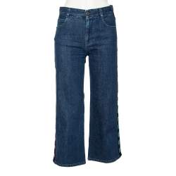 Pre Owned Stella McCartney Blue Denim SM Trim Detailed Cropped Jeans S