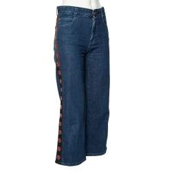 Pre Owned بنطلون جينز ستيلا مكارتني SM دينم أزرق حواف مزينة قصير مقاس صغير - سمول