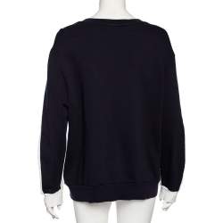 Pre Owned Stella McCartney Navy Blue Knit Embroidered Detailed Top M