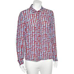 Pre Owned قميص ستيلا مكارتني حرير مطبوع متعدد الألوان أزرار أمامية مقاس وسط (ميديوم)