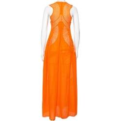 Stella McCartney Orange Lace & Mesh Inset Sleeveless Maxi Dress XS